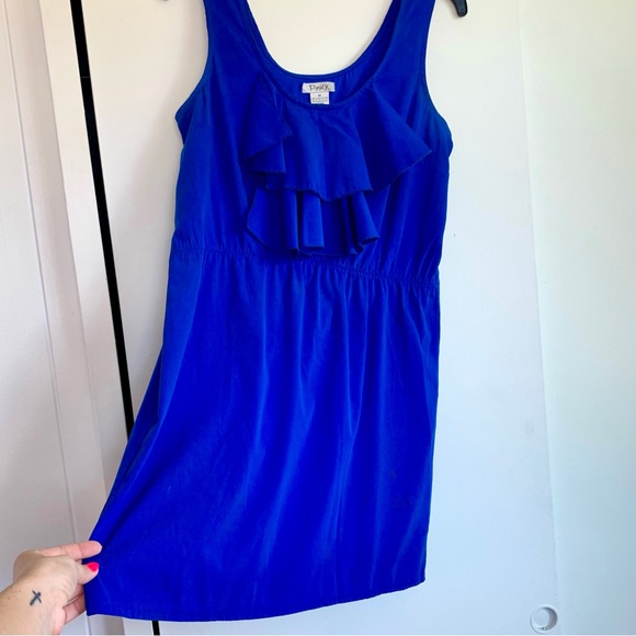 Blue Ruffled Mini Dress - Picture 3 of 5